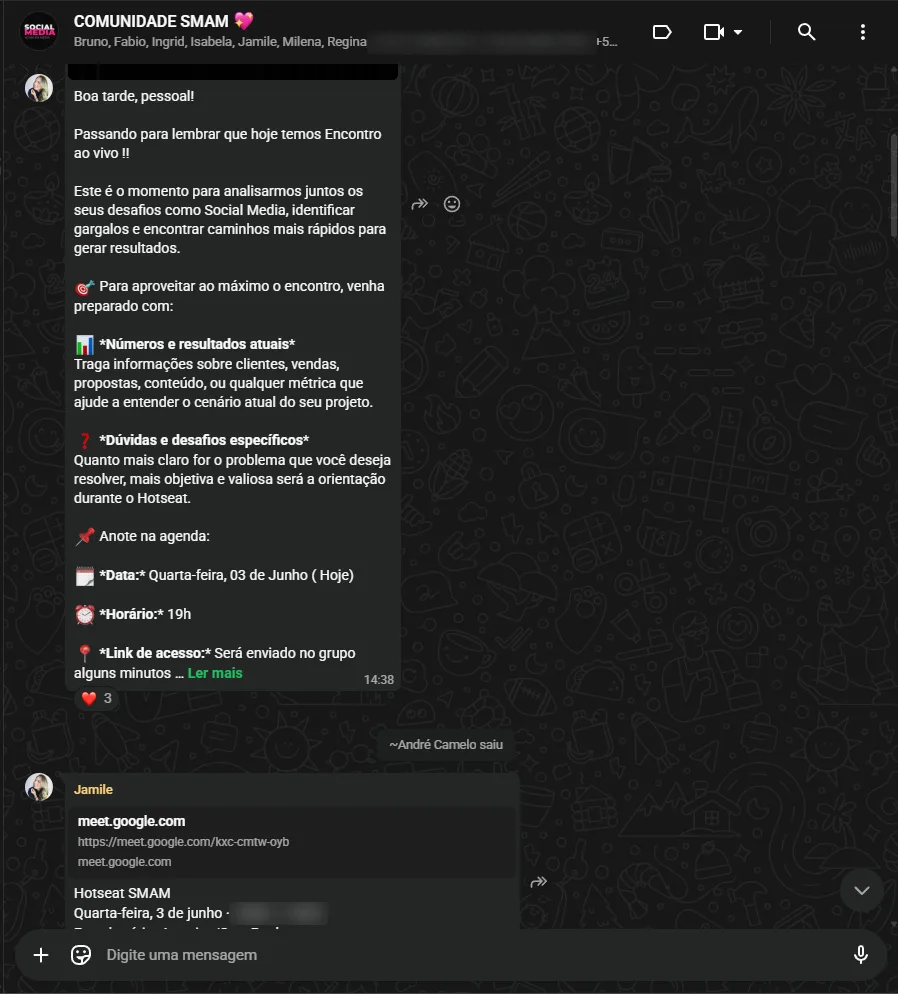 Comunidade SMAM no WhatsApp