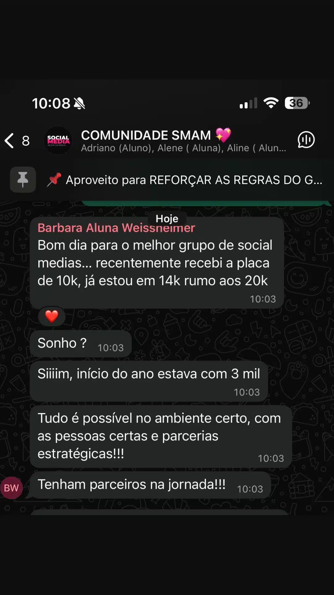 Print de resultado de aluno da Comunidade SMAM