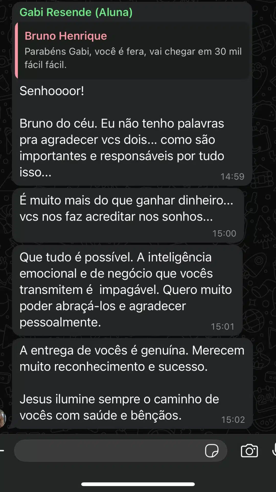 Print de resultado de aluno da Comunidade SMAM