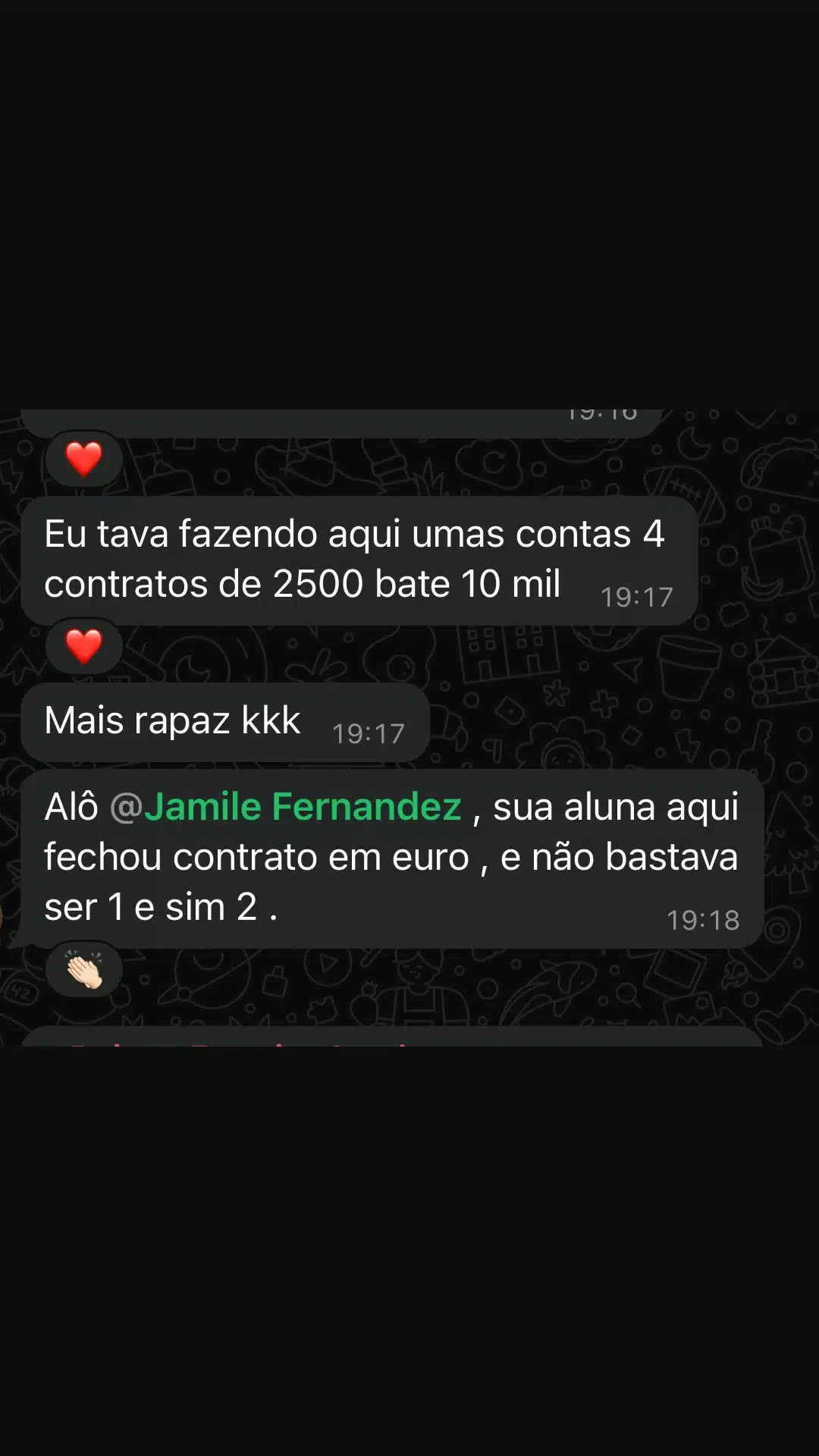 Print de resultado de aluno da Comunidade SMAM