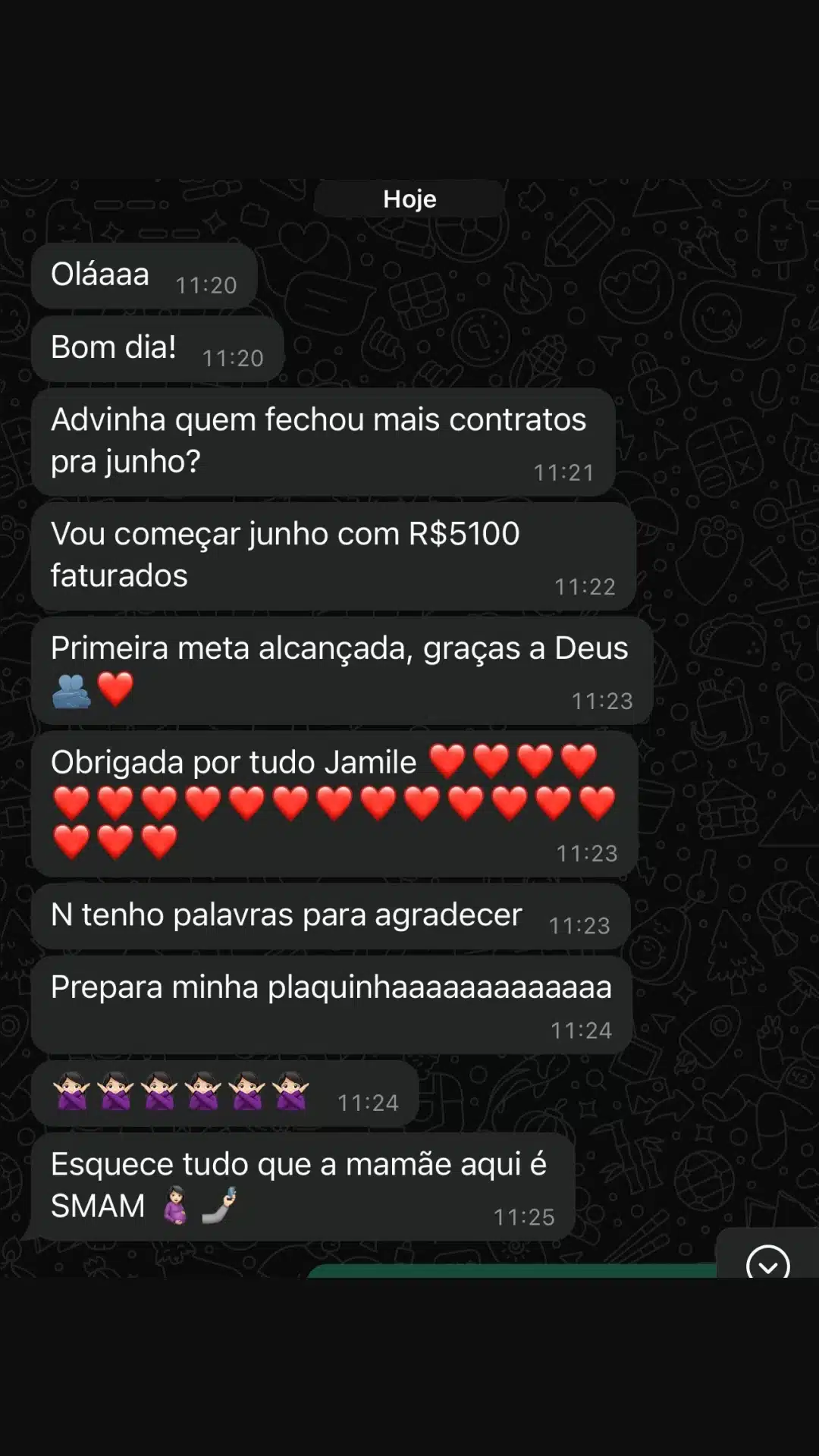 Print de resultado de aluno da Comunidade SMAM