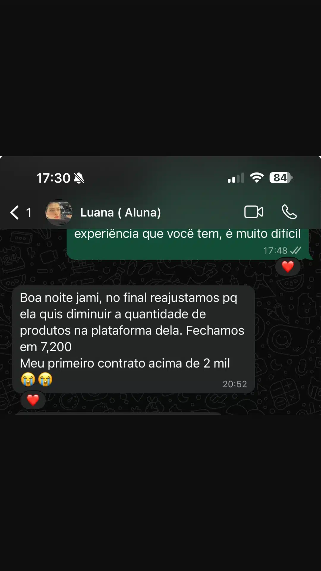 Print de resultado de aluno da Comunidade SMAM