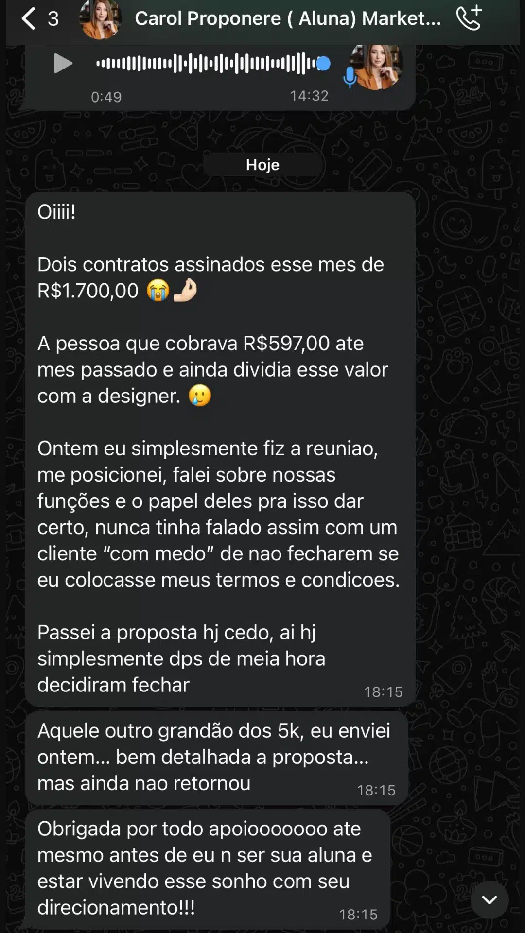 Print de resultado de aluno da Comunidade SMAM