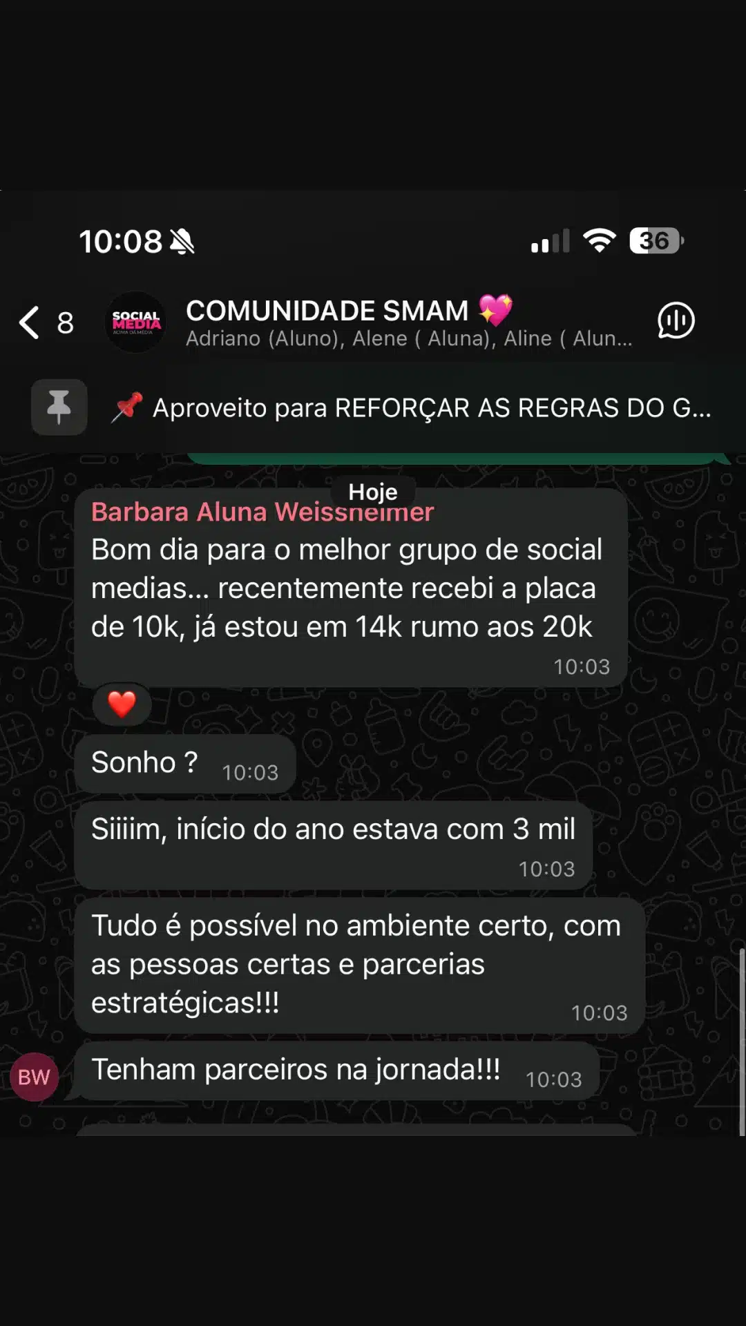 Print de resultado de aluno da Comunidade SMAM